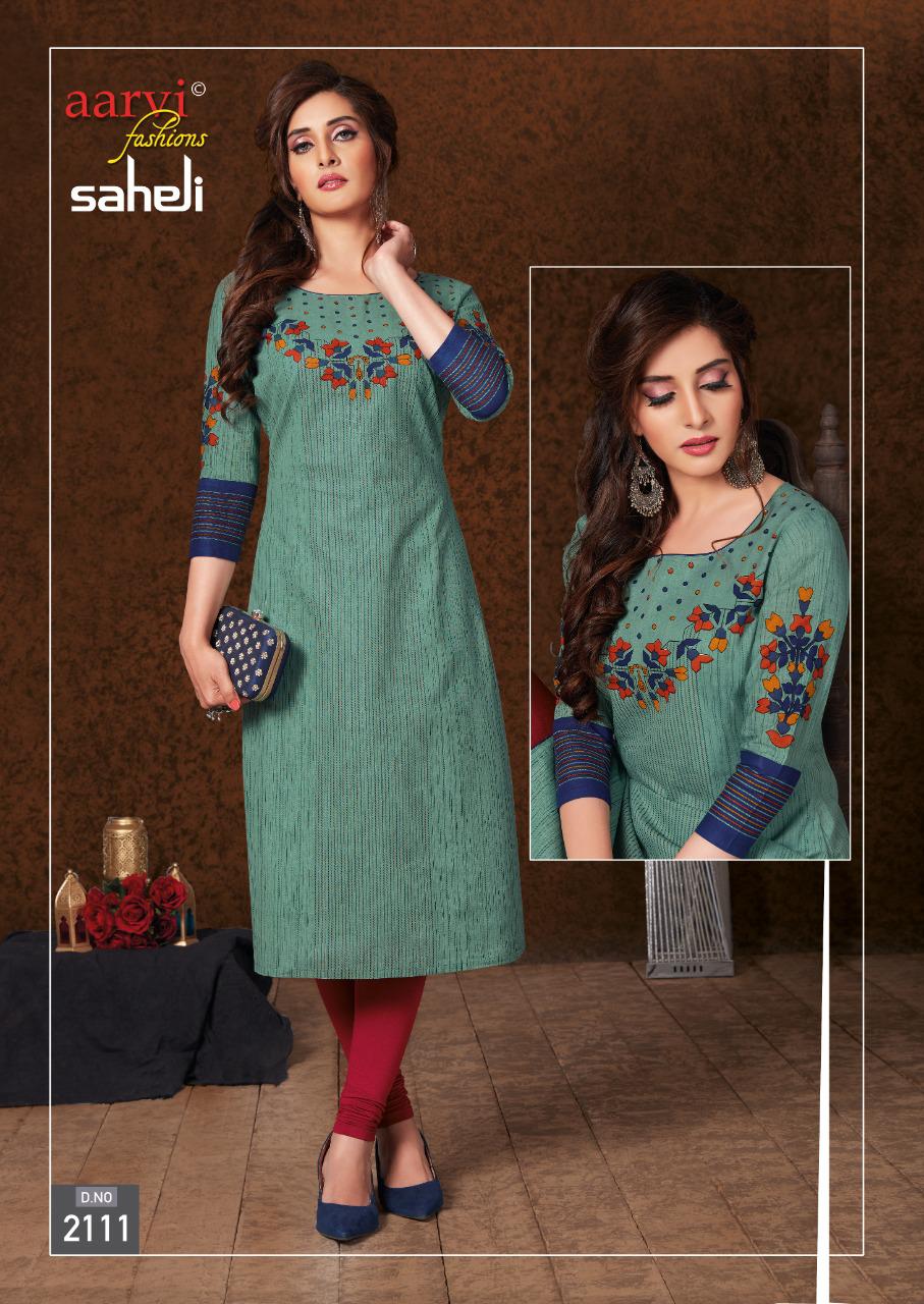 Aarvi Saheli 11 Latest Fancy Designer Cotton Printed Kurti Material